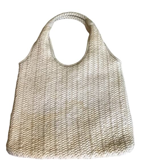 Banana Republic  Handbag Woven Cotton Textile leather Handle hobo  Bag (flaws) - Picture 1 of 10